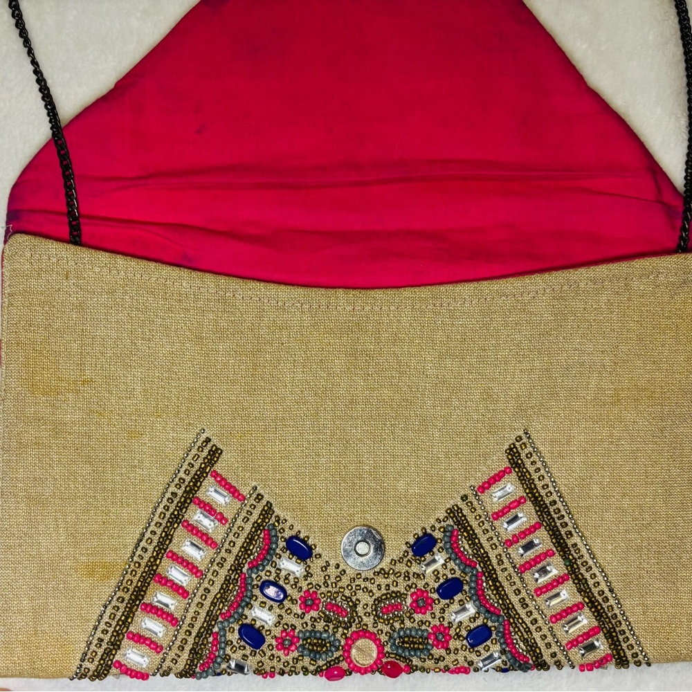 Handmade Beaded Boho Clutch Bag EUC - Picture 2 of 5